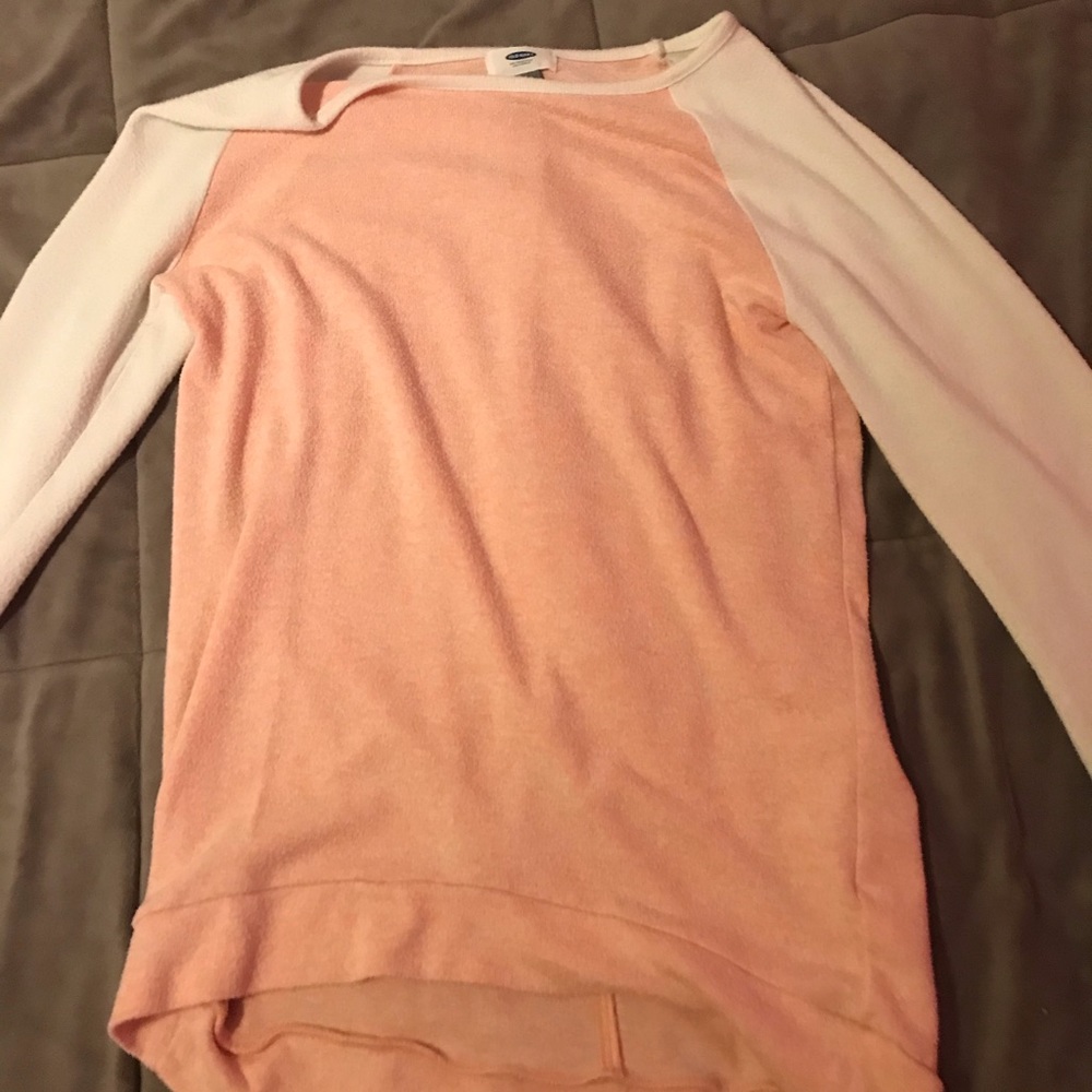Light pink sweater with white sleeves